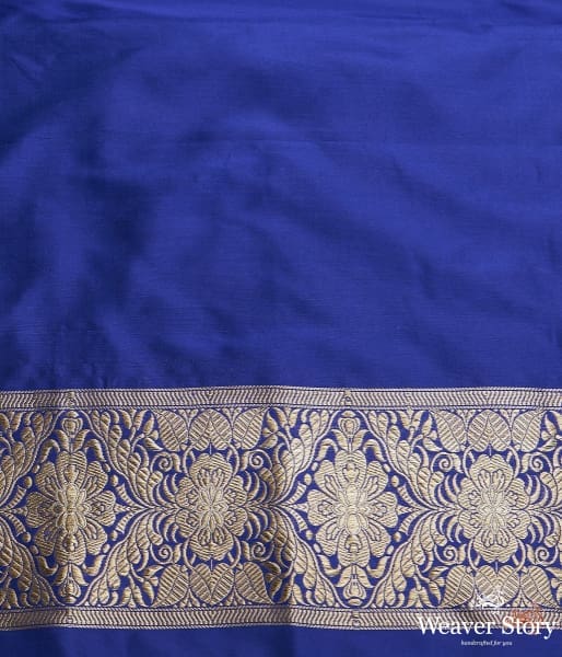 Royal Blue sona rupa kadhwa jangla with intricate floral jaal