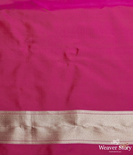 Hot pink shikargah saree with zari border