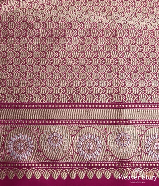 Dark Pink Dual tone sona rupa kadhwa jangla with intricate floral jaal
