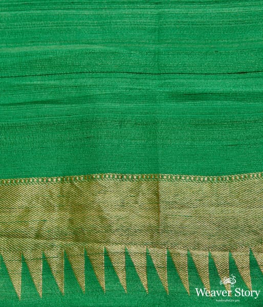 Green tusser silk and georgette saree with sona rupa zari boota