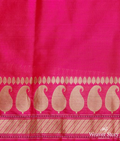 Hot Pink kadhwa booti saree with paisleys on border and konia pallu