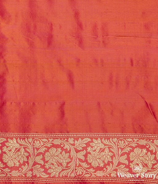 Pink and rust dual tone katan silk kadhwa jangla with sona rupa zari