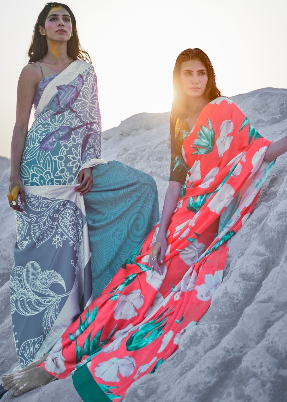 Strawberry Pink Digital Printed Crepe Silk Saree: Top Pick