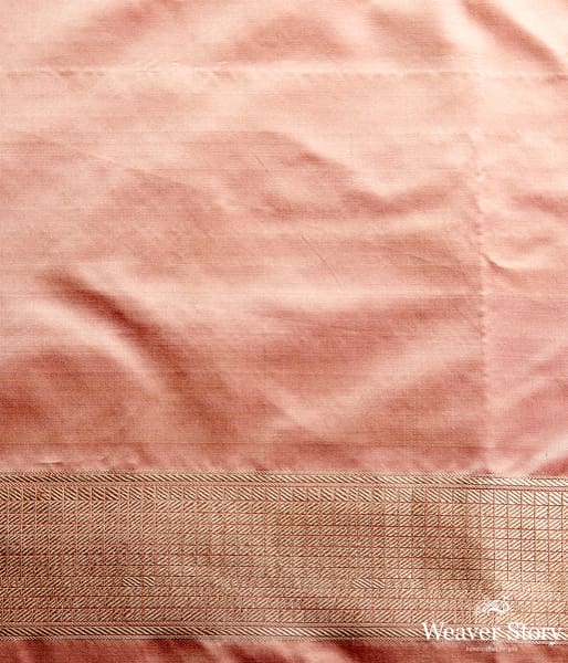 Handwoven Beige and Pink Dual Tone Tanchui Saree with Kadhwa Border and Floral Motifs