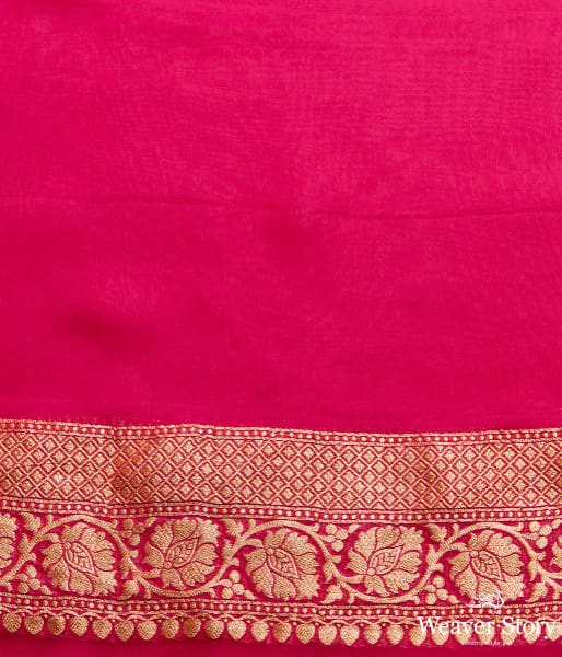 Handwoven Pink Banarasi Georgette Saree in Diagonal Weave