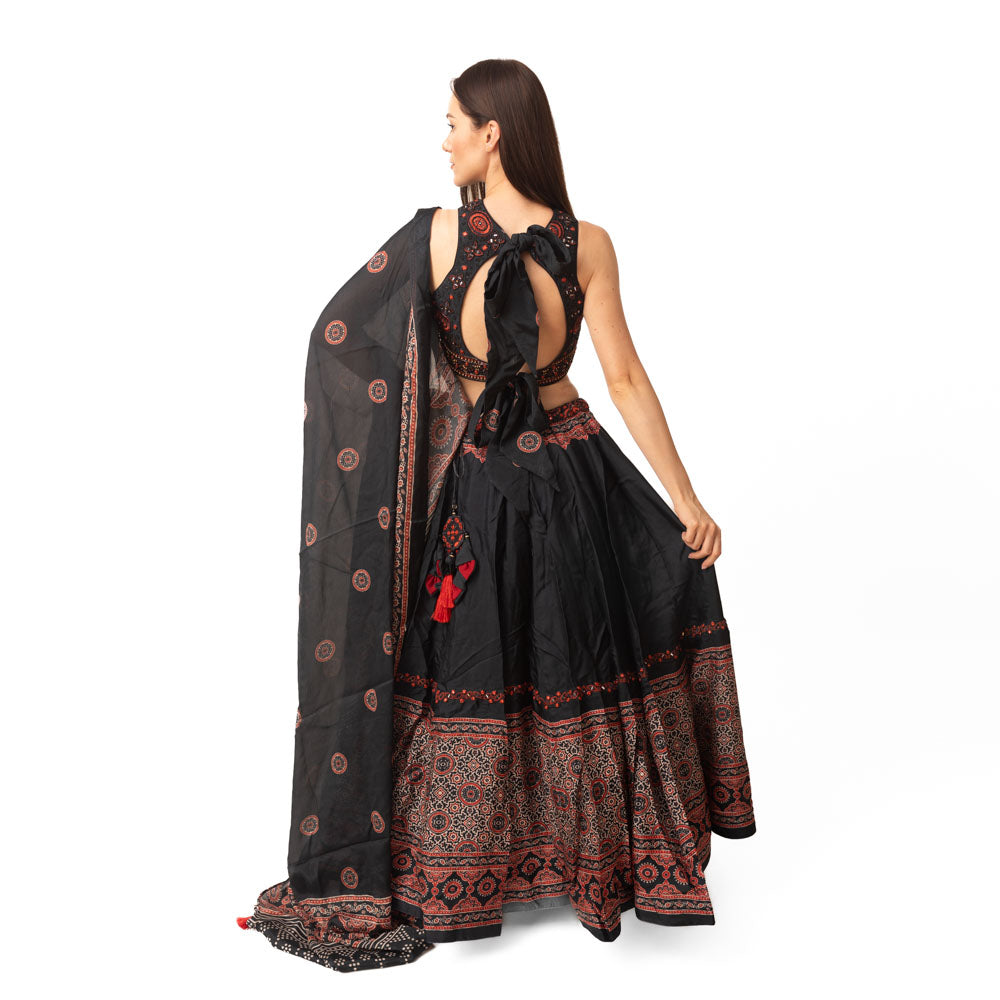 Aviva Black Lehenga with Hand Embroidered Blouse