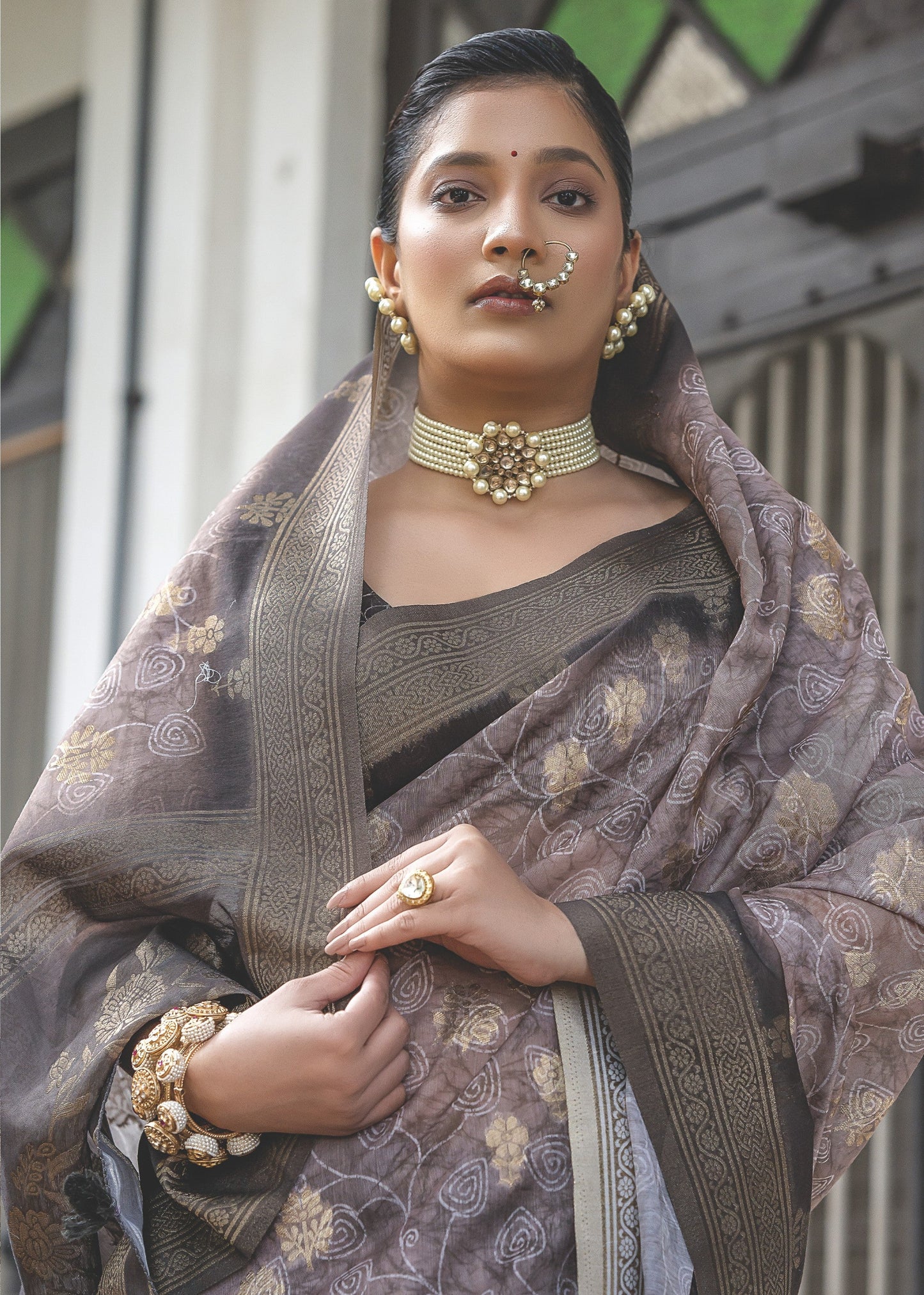 Faded Purple Woven Silk Saree