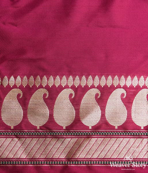 Handwoven Purple Dual Tone Paisley Border Saree