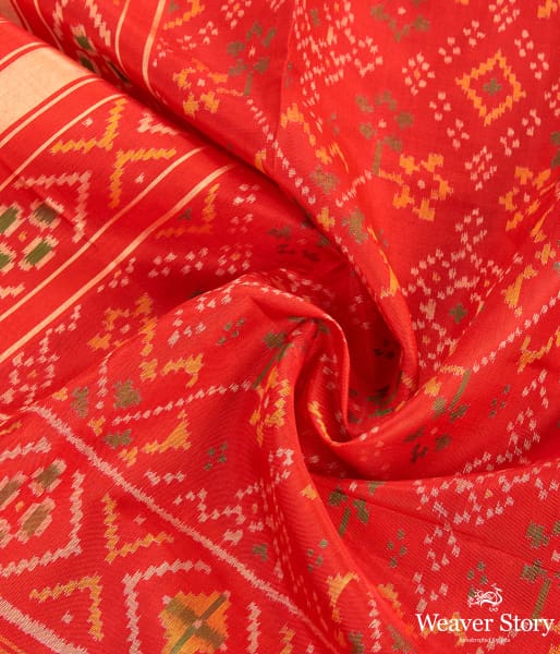 Handwoven Rajkot Silk Patola Dupatta in Red