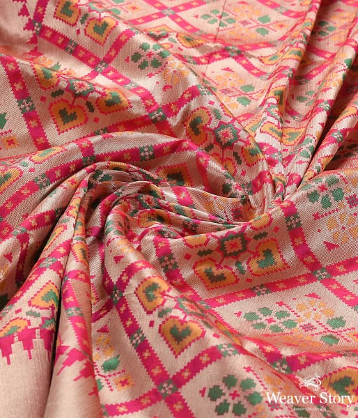 Handwoven Pink Gharchola Patola Dupatta