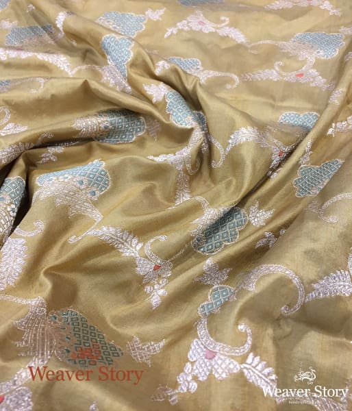 Handwoven Olive Meenakari Kadhwa Banarasi Dupatta