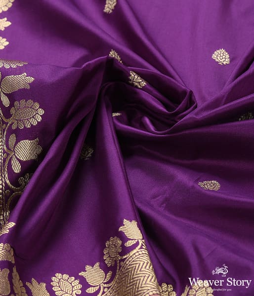 Handwoven Purple Banarasi Kadhwa Booti Dupatta