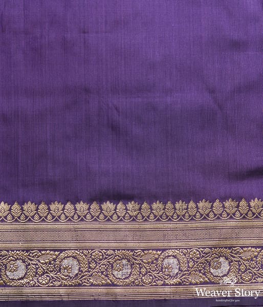 Handwoven Dark Purple Kadhwa Jangla Saree with Meenakari