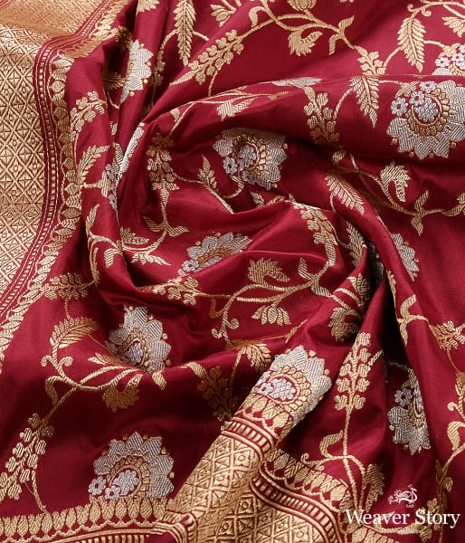 Handwoven Wine Sona Rupa Jangla Dupatta