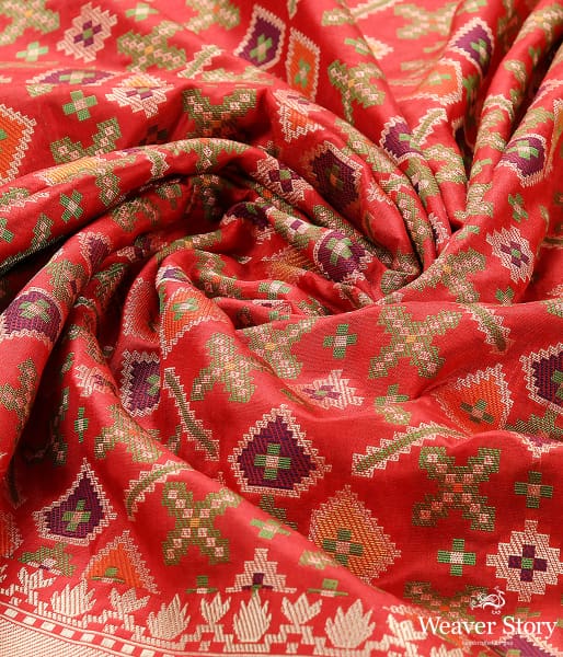 Handwoven Red Meenakari Patola Dupatta