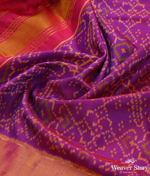 Handwoven Purple and Pink Patola Dupatta
