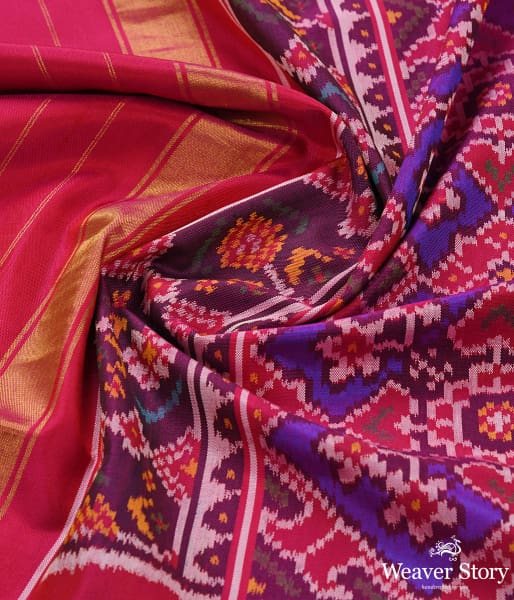 Handwoven Purple and Pink dual colorPatola Dupatta
