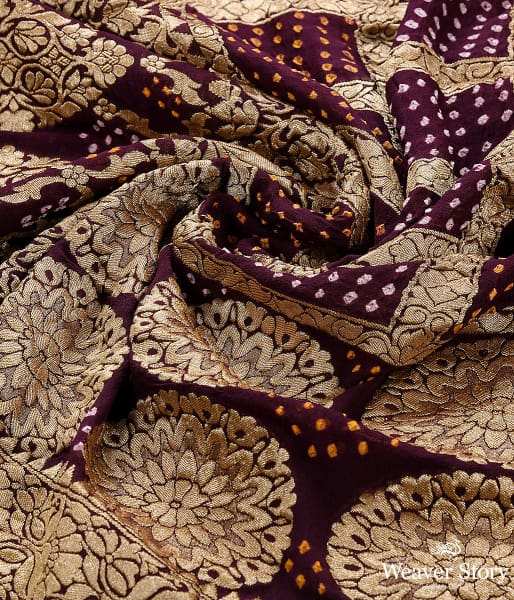 Handwoven Maroon Banarasi Bandhej Dupatta