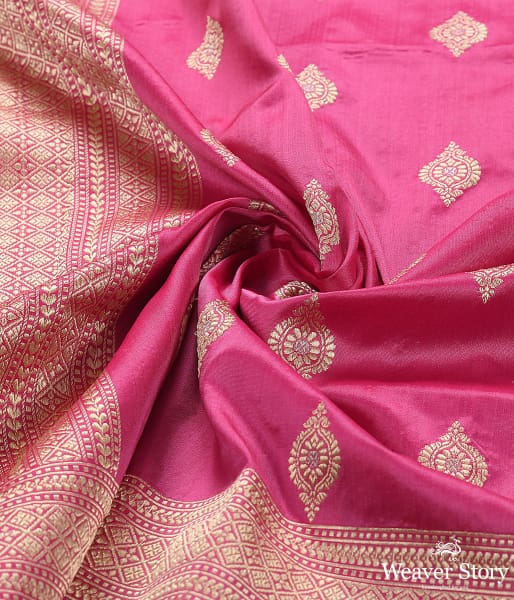 Handwoven Pink Banarasi Kadhwa Booti Dupatta