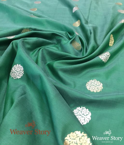 Handwoven Green Banarasi Dupatta with Kadhwa Booti
