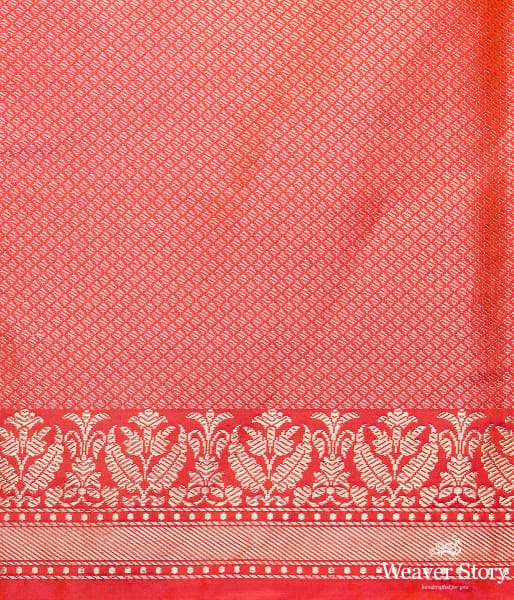 Pink Orange Chautera Border With Gold Silver Trishul Booti