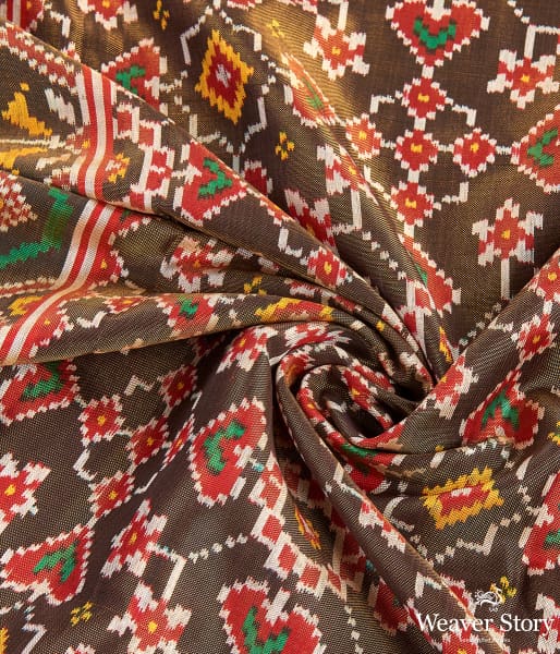 Handwoven Black and Gold Patola Dupatta with Tissue