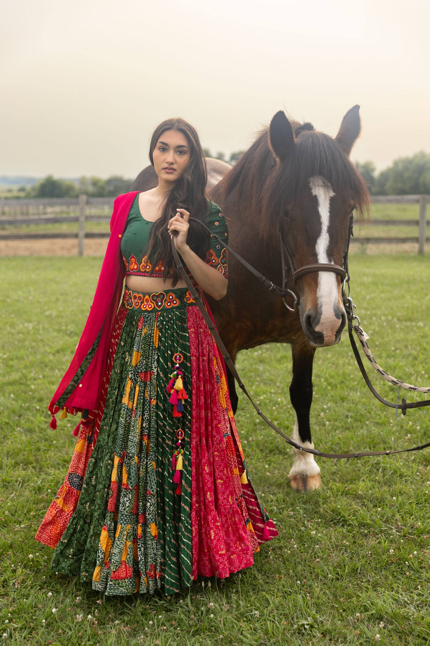Lydia Green Multicolor Chaniya Choli Set