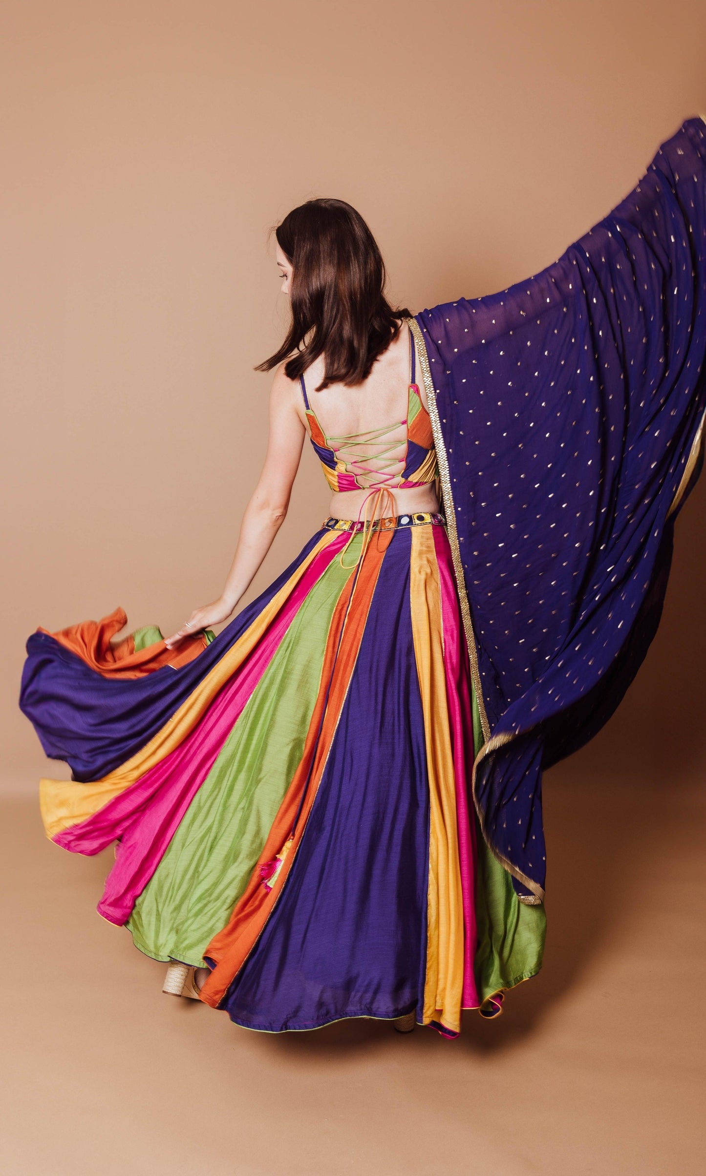 Noa Multicolor Lehenga Choli with Sequins Dupatta