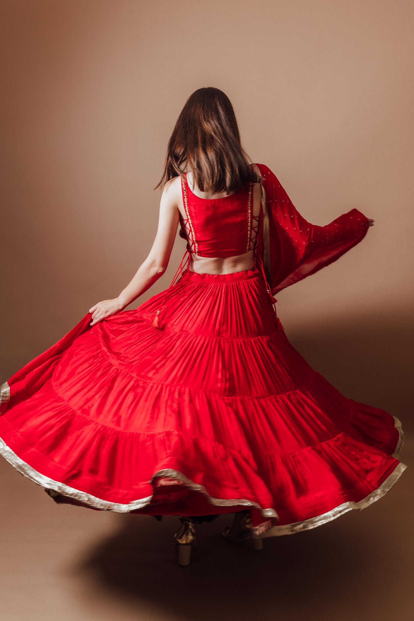 Charlotte Red and Gold Lehenga Set