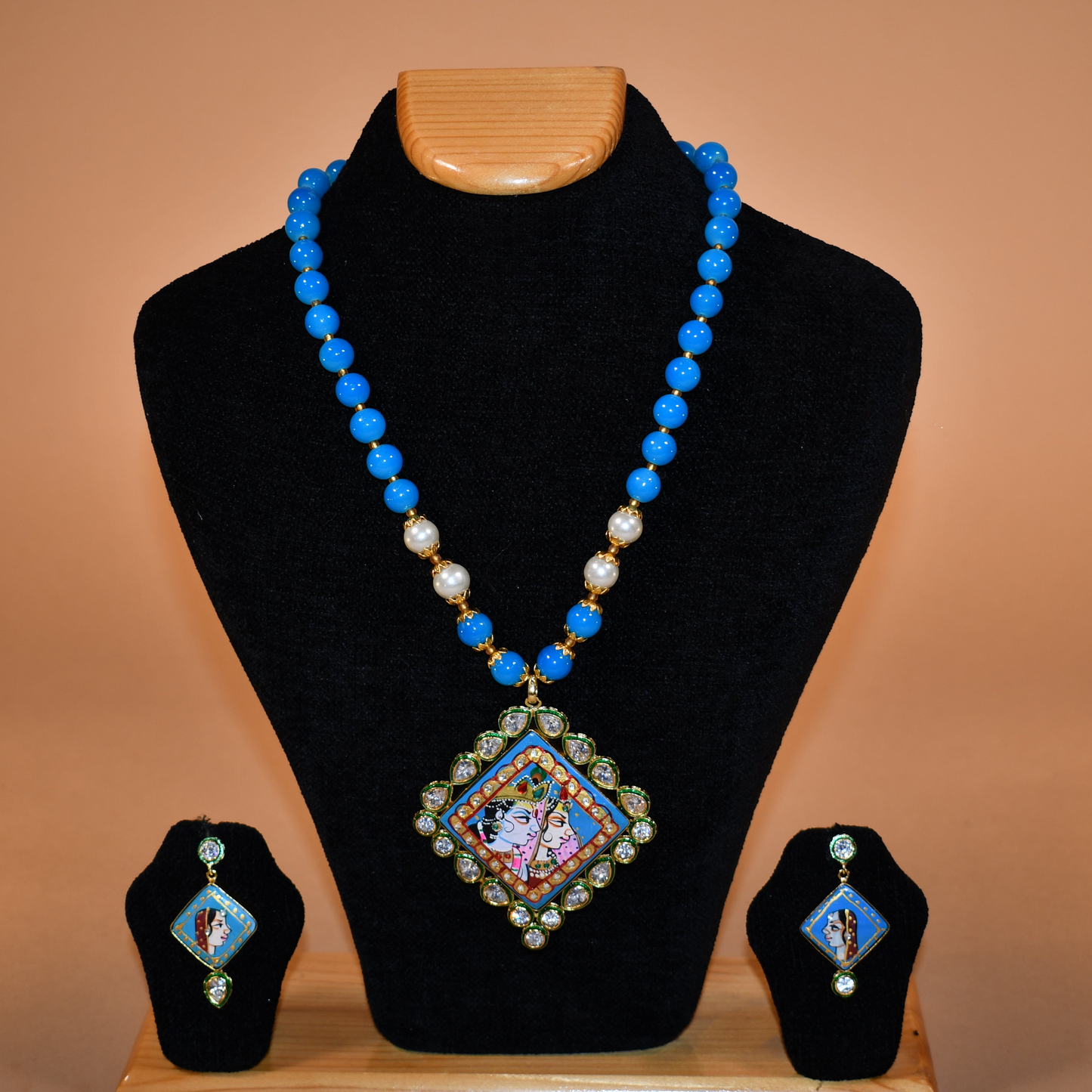 Diamond Krishna Inspired Necklace Set