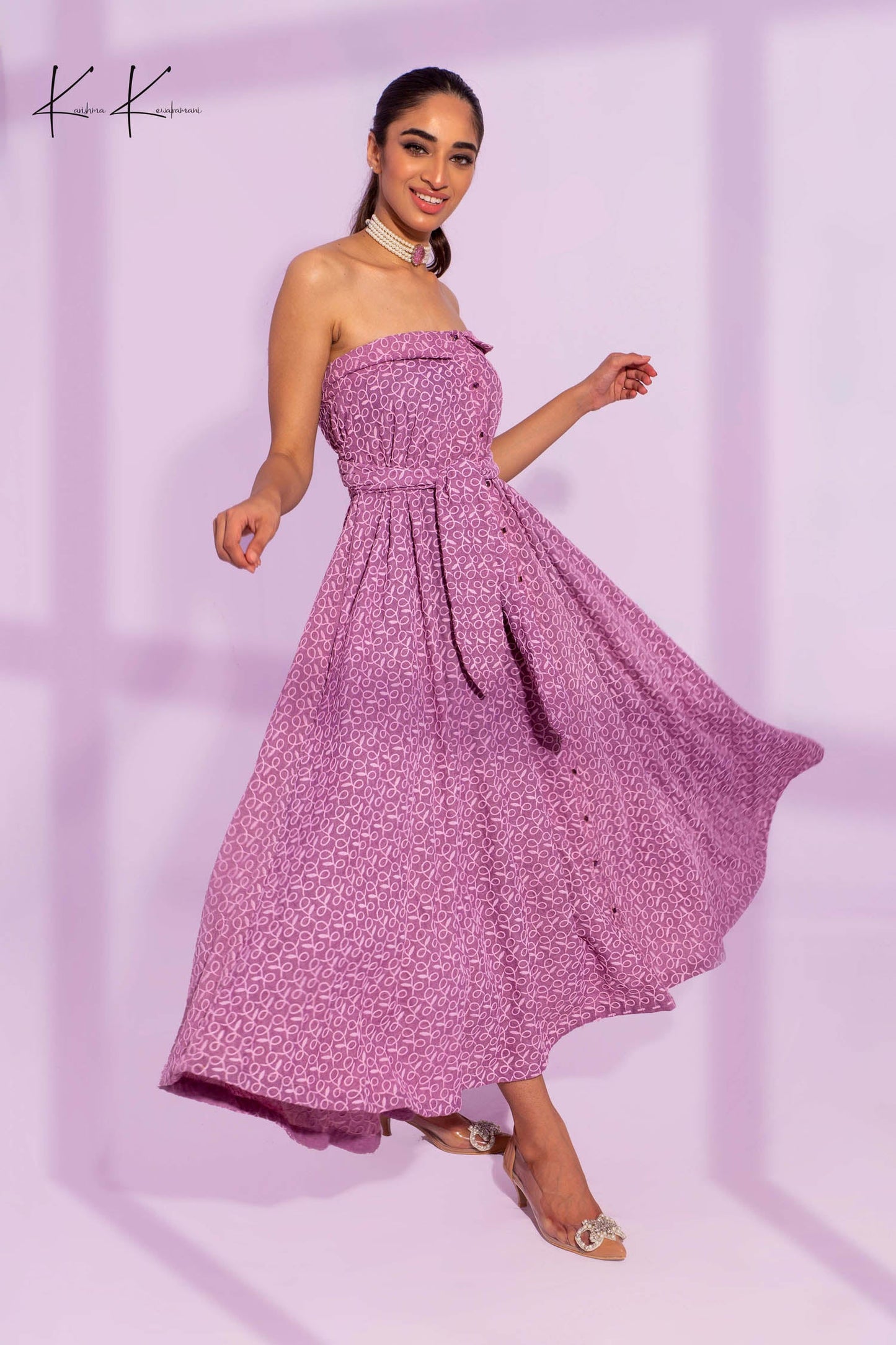 Strapless Button Down Flared