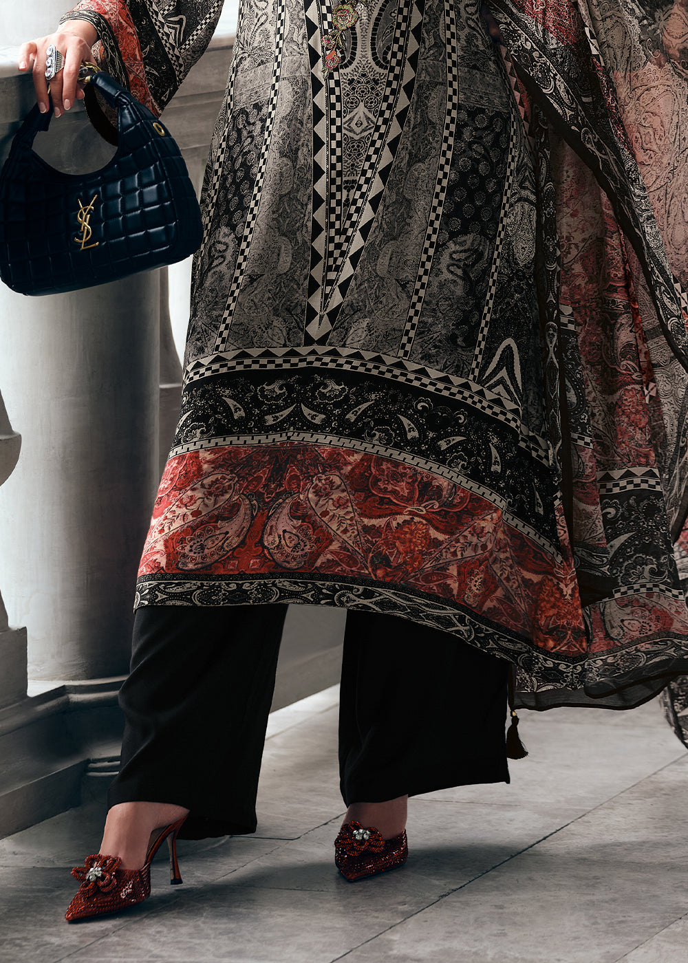 Shades Of Blue Digitally Printed Muslin Silk Salwar Suit