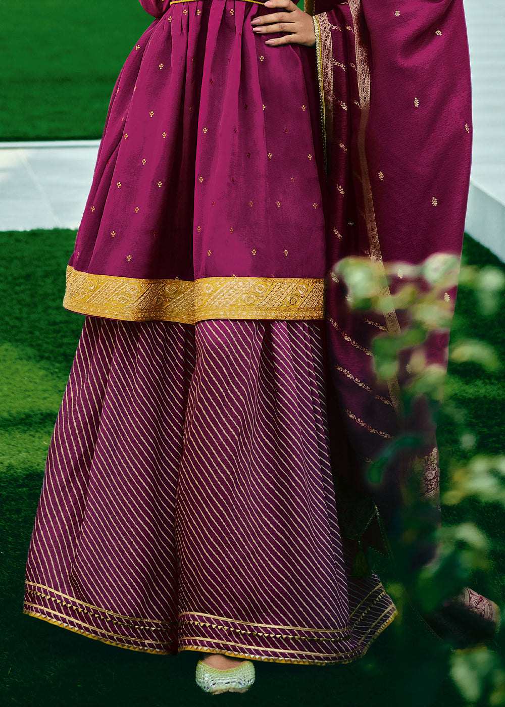 Jam Purple Satin Silk Salwar Suit with Embroidery Work