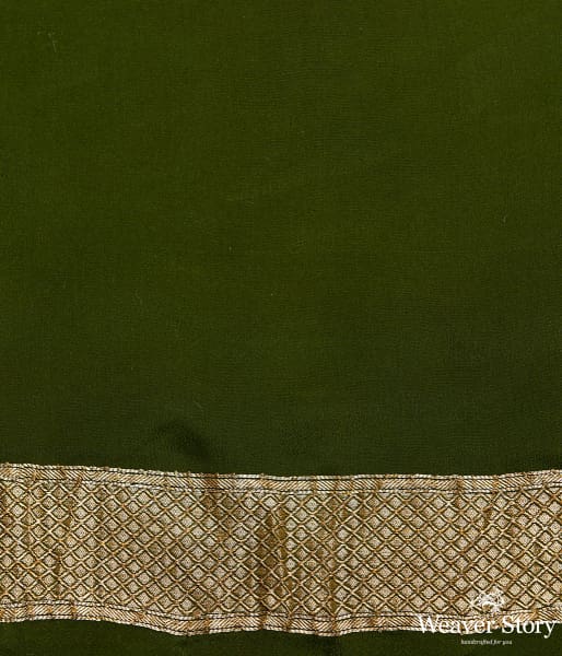 Mehendi green banarasi georgette saree with zari motifs