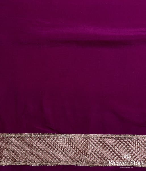 Purple Banarasi Georgette Saree with Chevrons
