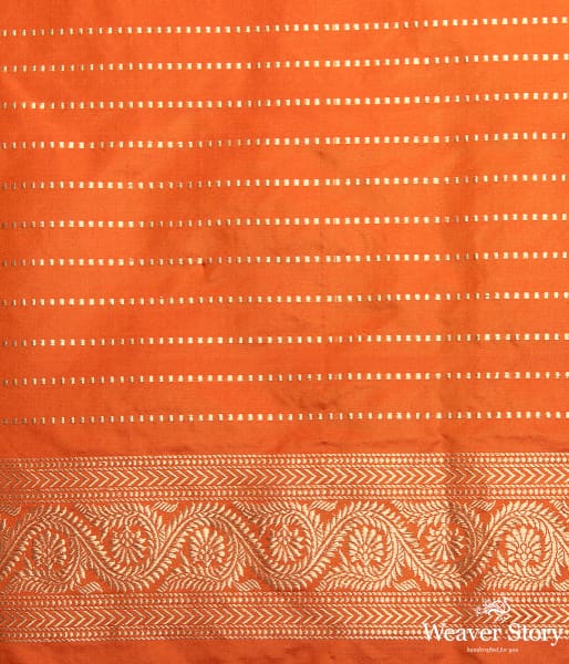 Pista Green Kadhiyal banarasi Saree with Orange kadhwa Border