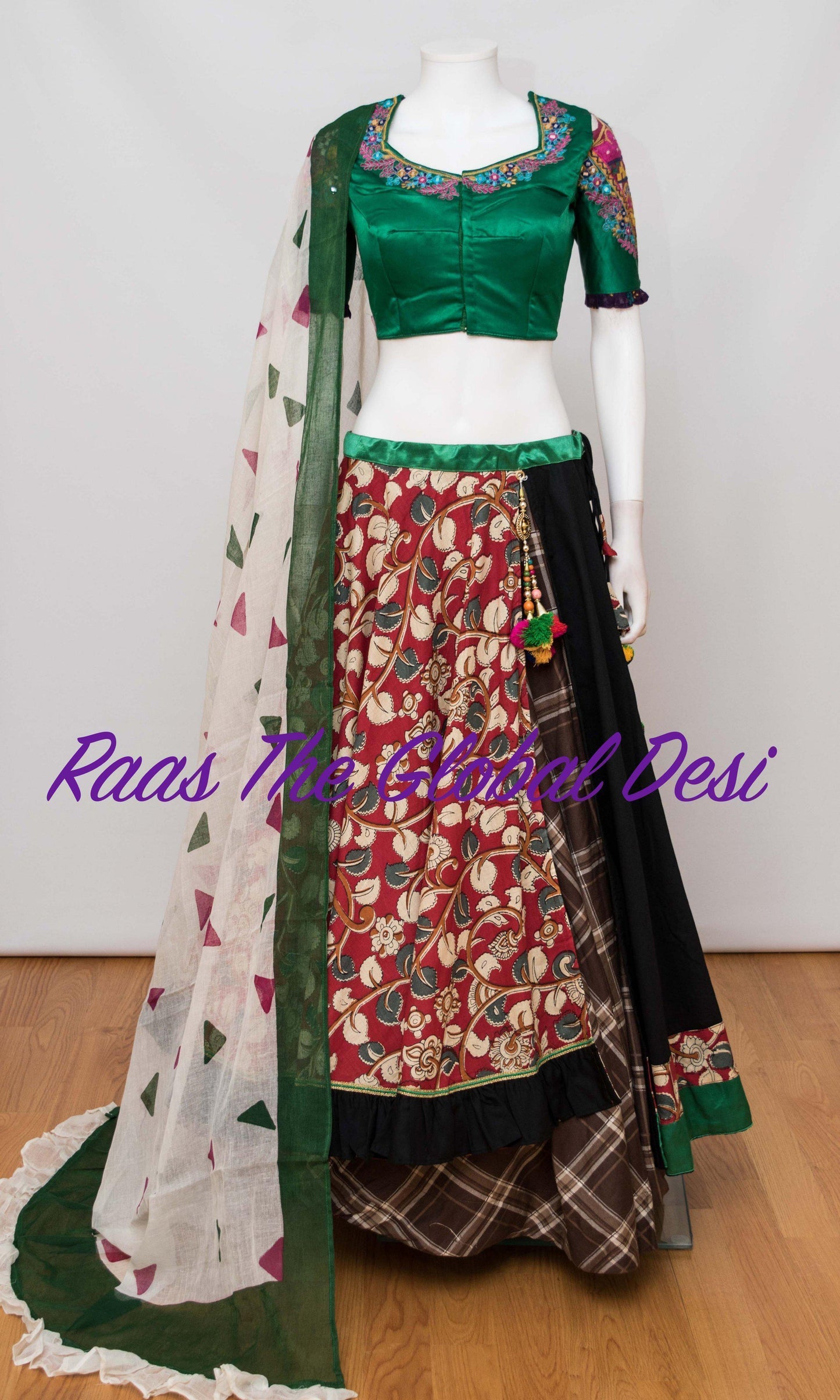 Odalys Black and Green Chaniya Choli Set