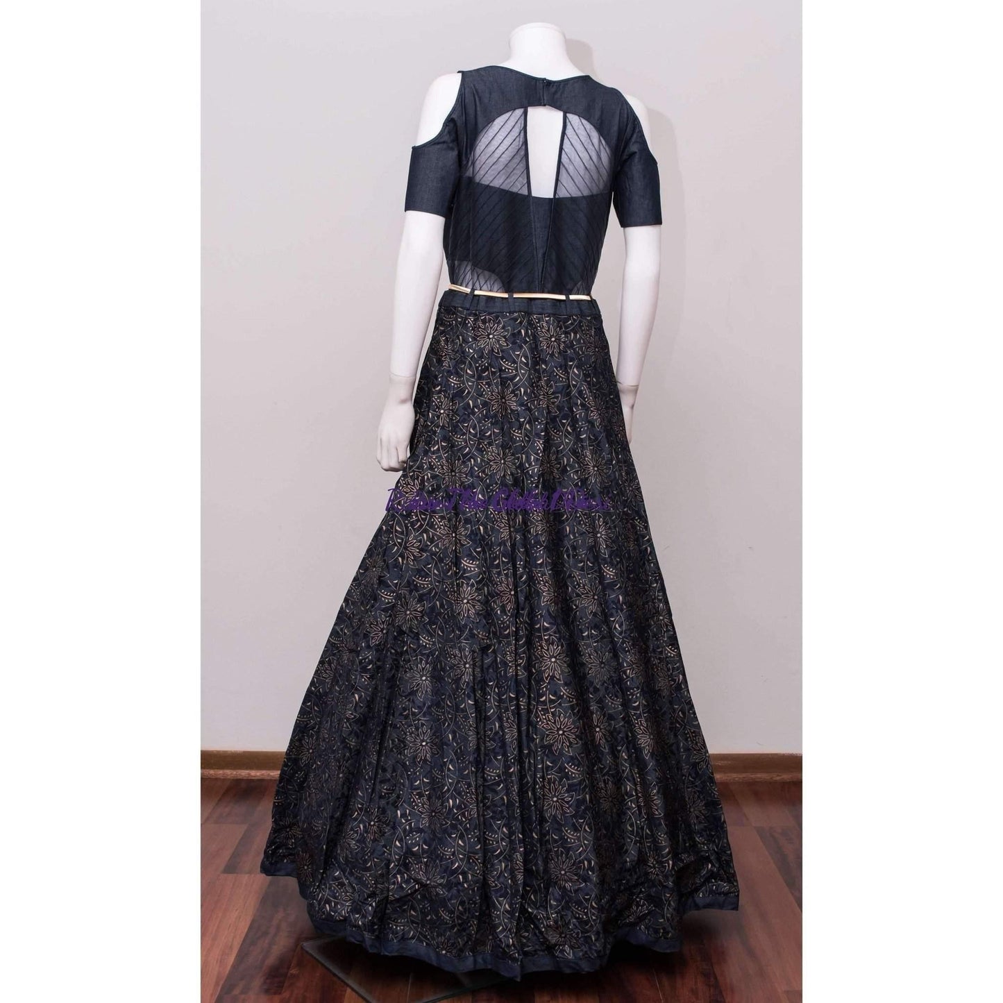 Lirienne Navy Blue Gown with Belt