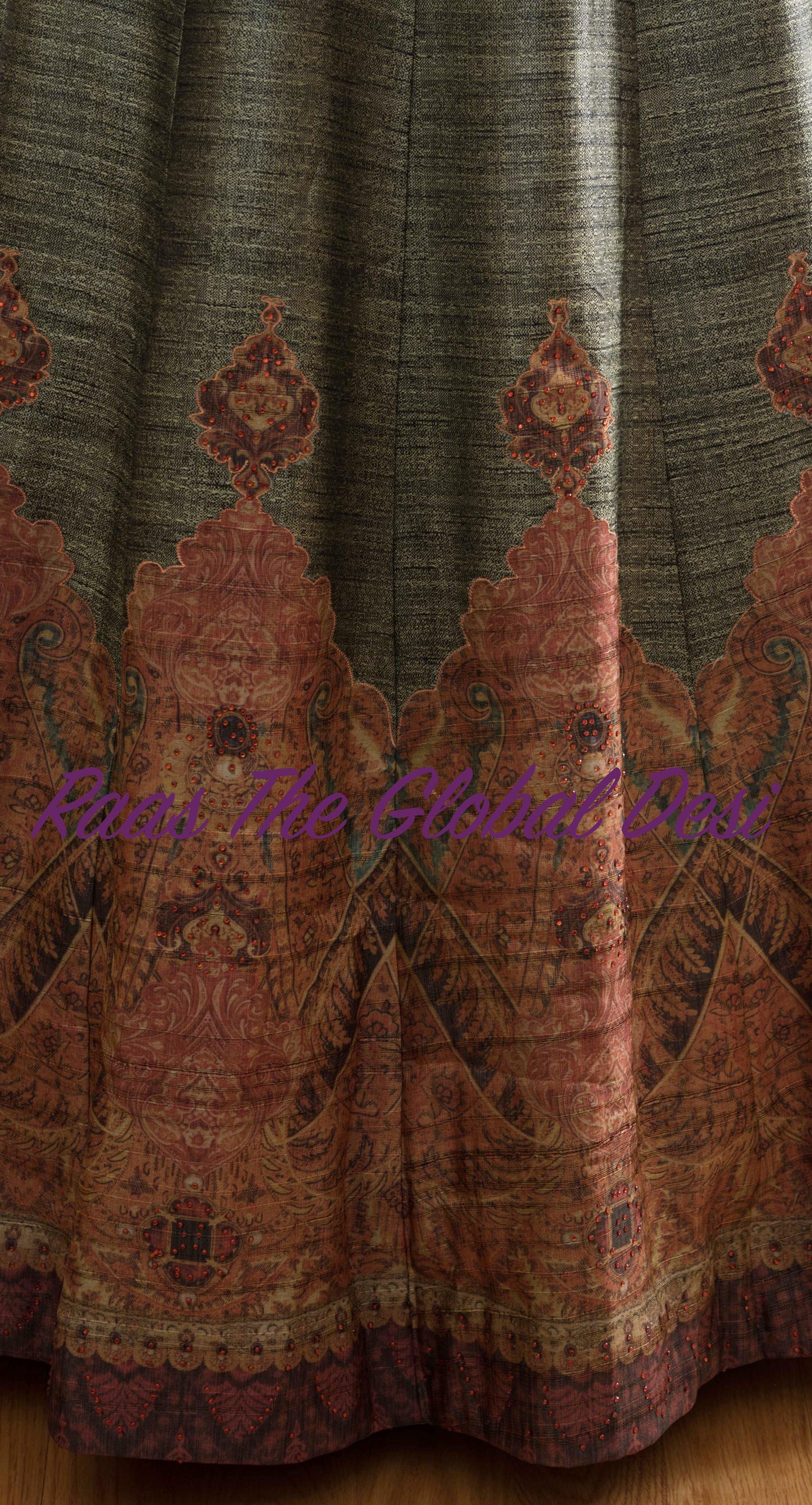 Cyrene Green Gown with Prints