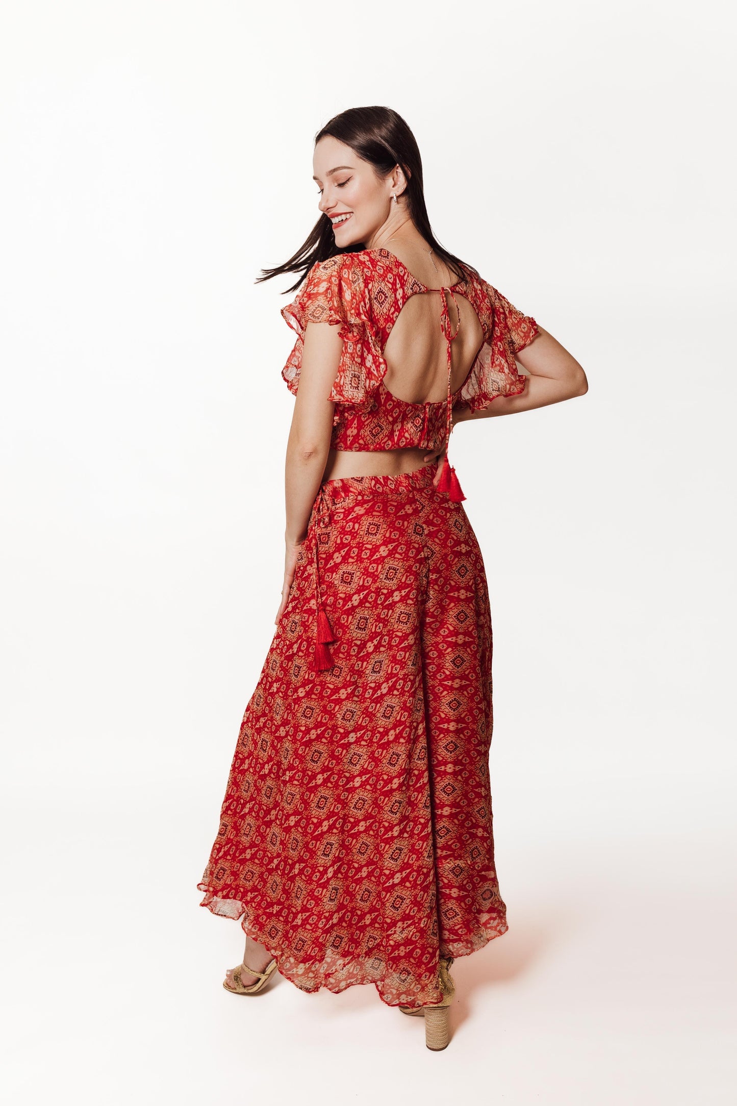 Amara Orange Co-Ord Set with Palazzo Pant