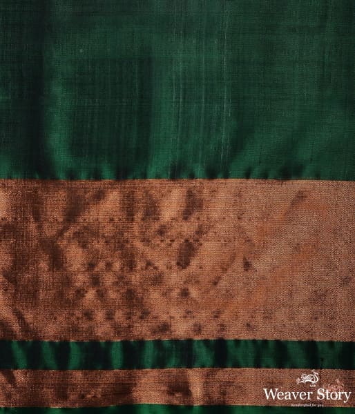 Emerald green single ikat patola saree with tissue border