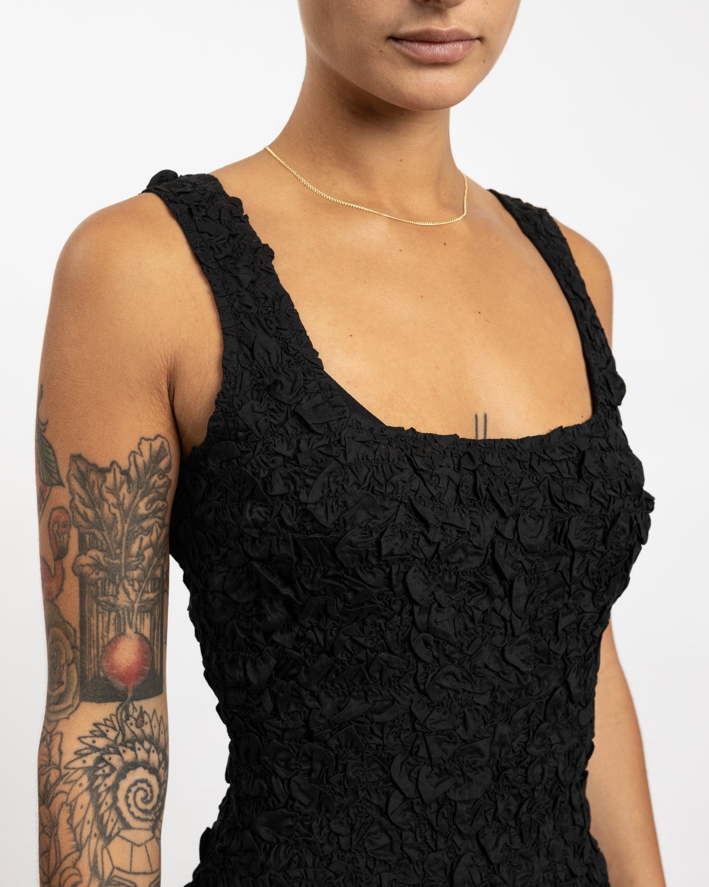Popcorn Laura Midi Dress in Black