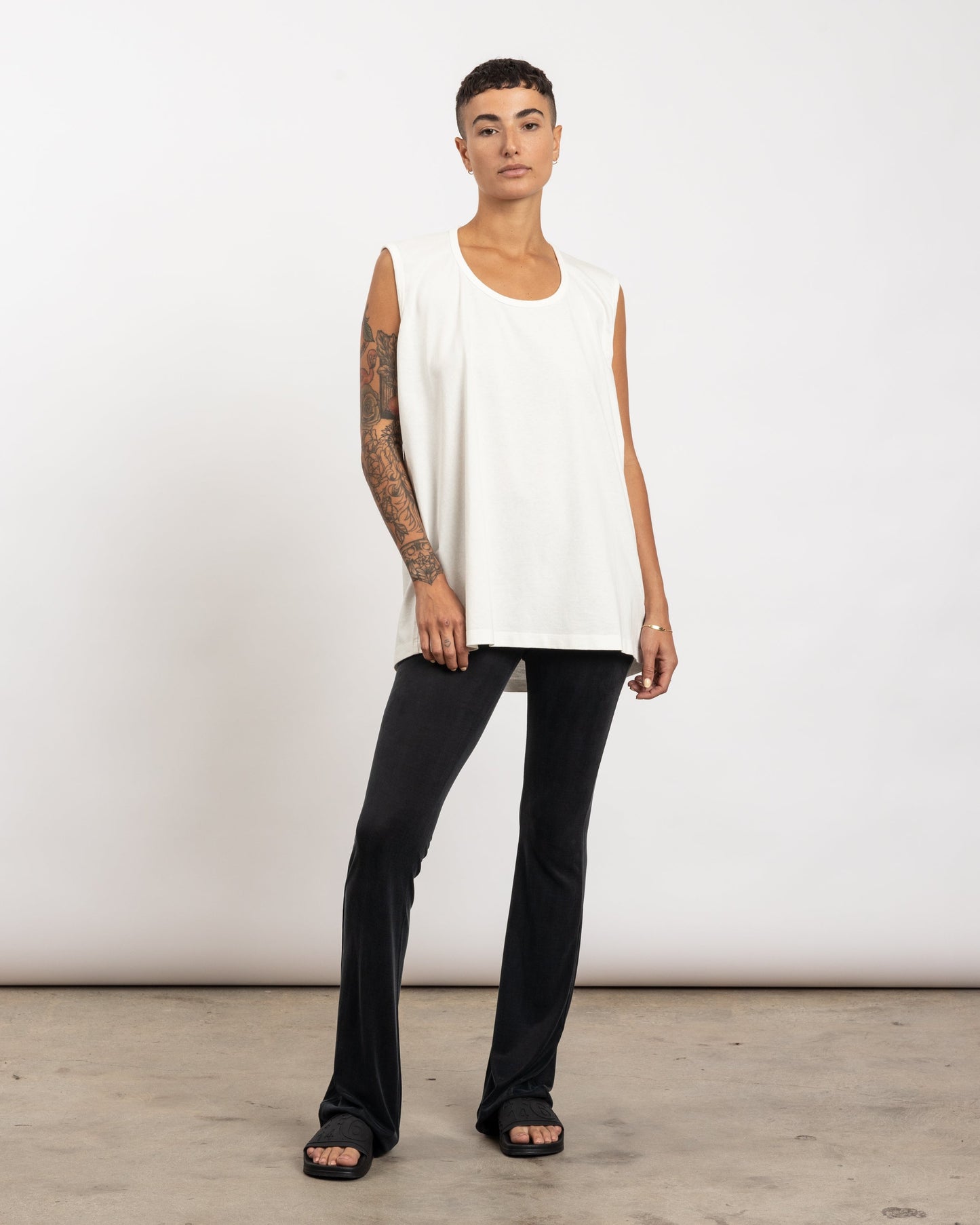 Cut Out Tank Top in Off-White