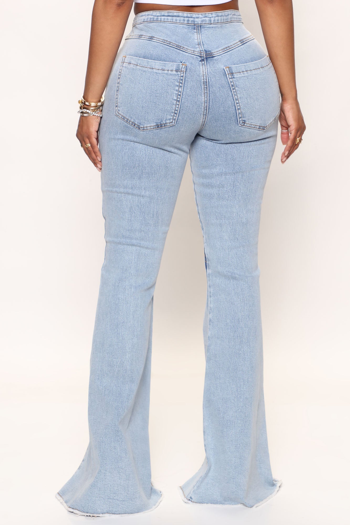 Robertson Stretch Lace-Up Flare Jeans - Medium Wash