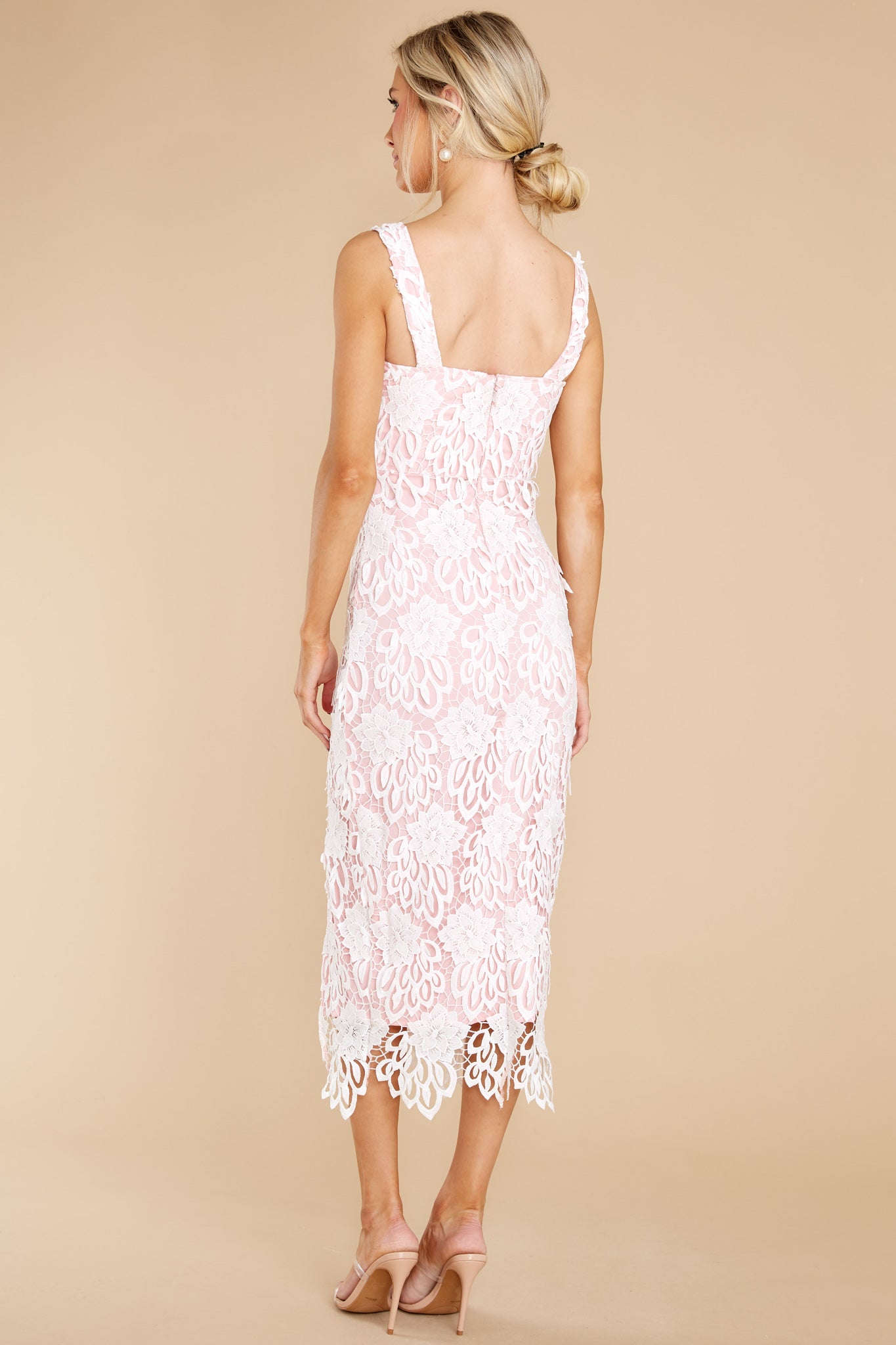Own The Room Pink Lace Midi Dress