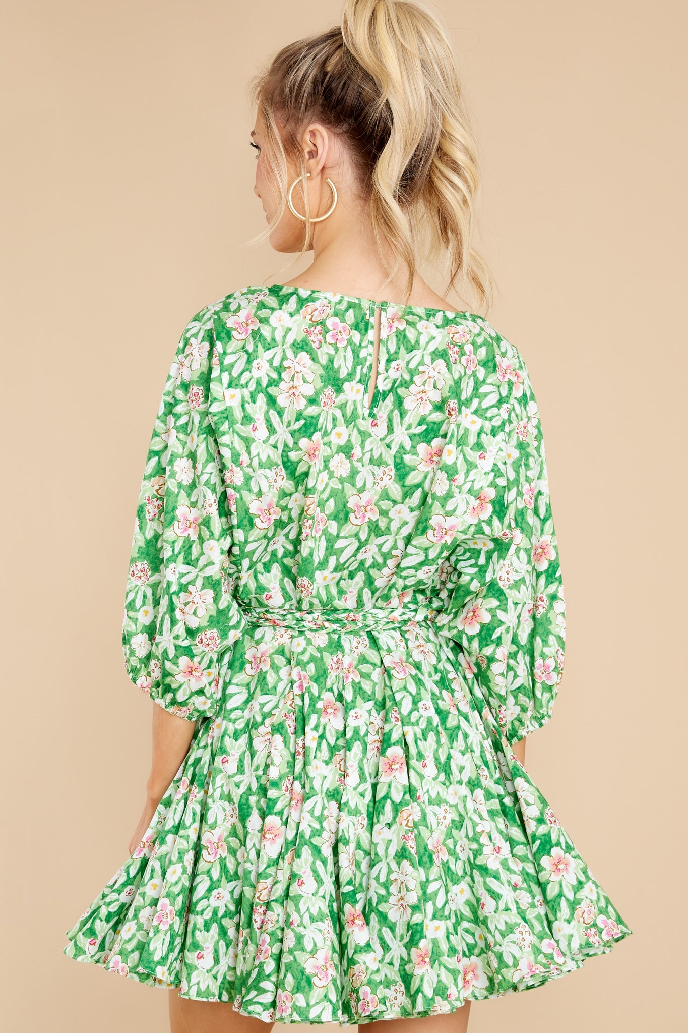 Nature's Glory Green Floral Print Dress