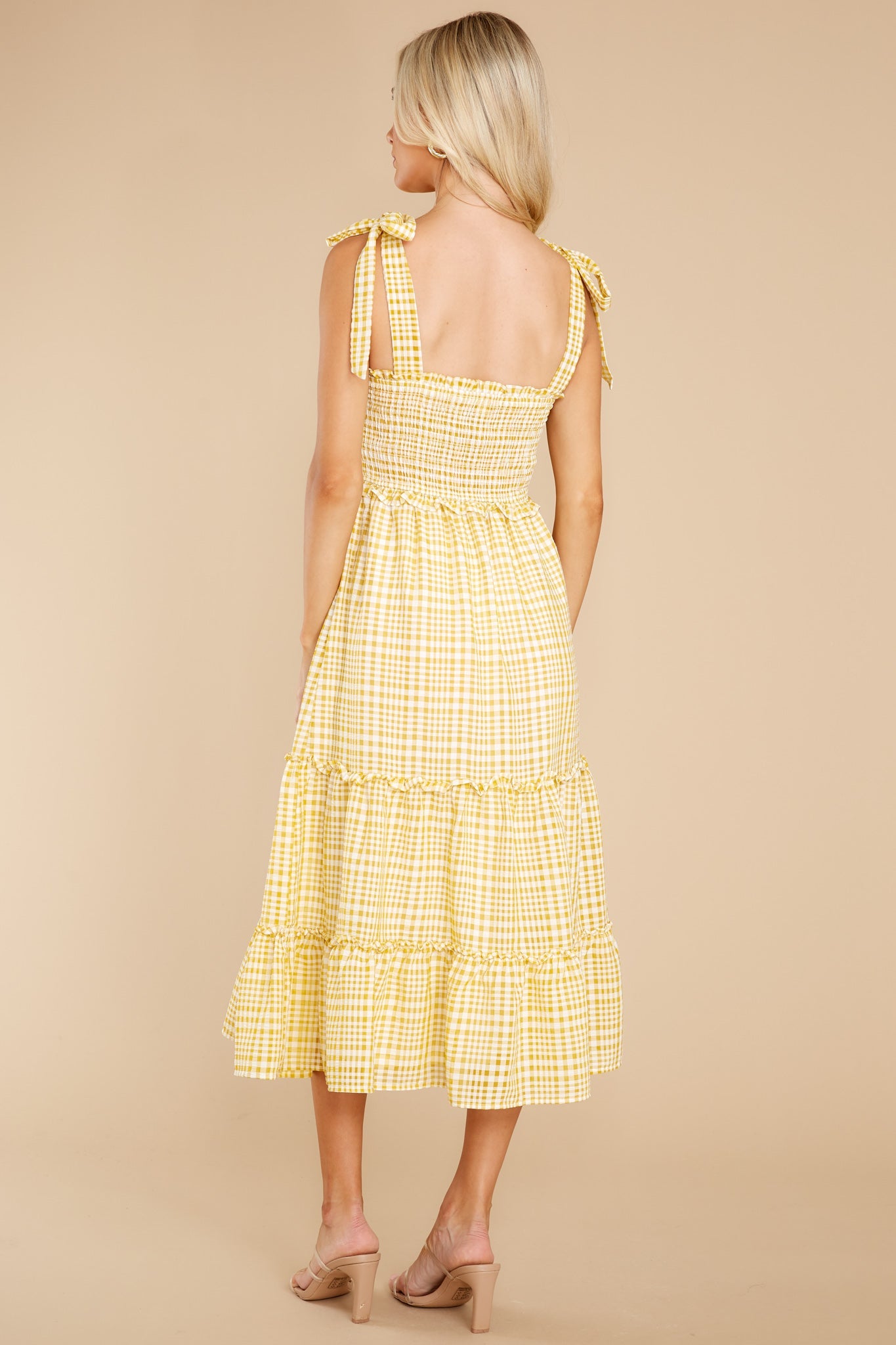 Enchanted Beauty Yellow Gingham Midi Dress