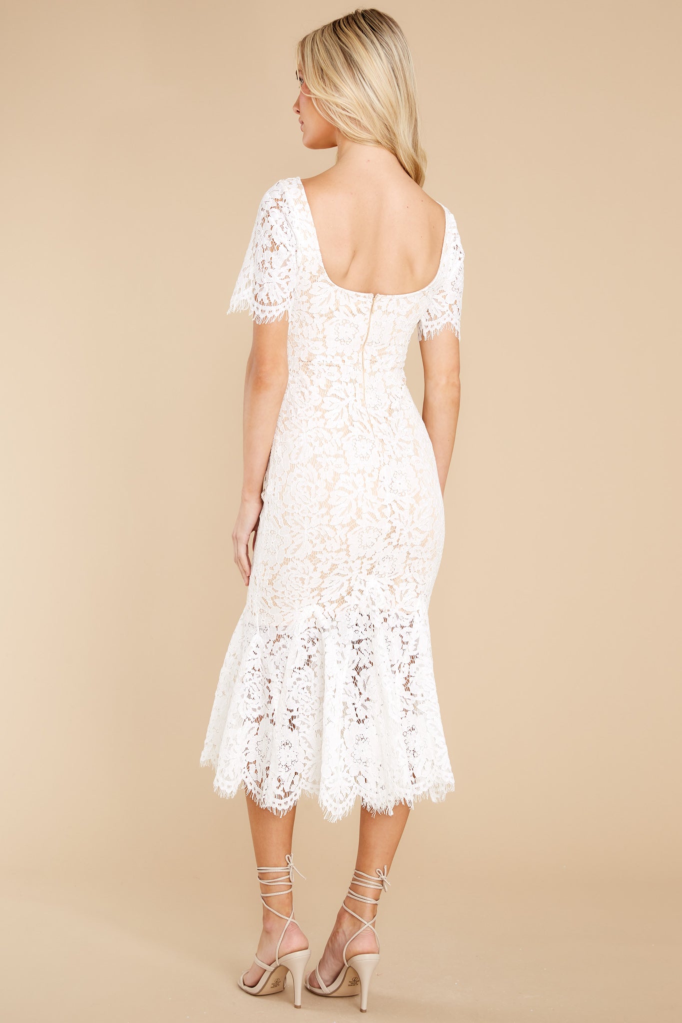 I Can't Resist White Lace Midi Dress