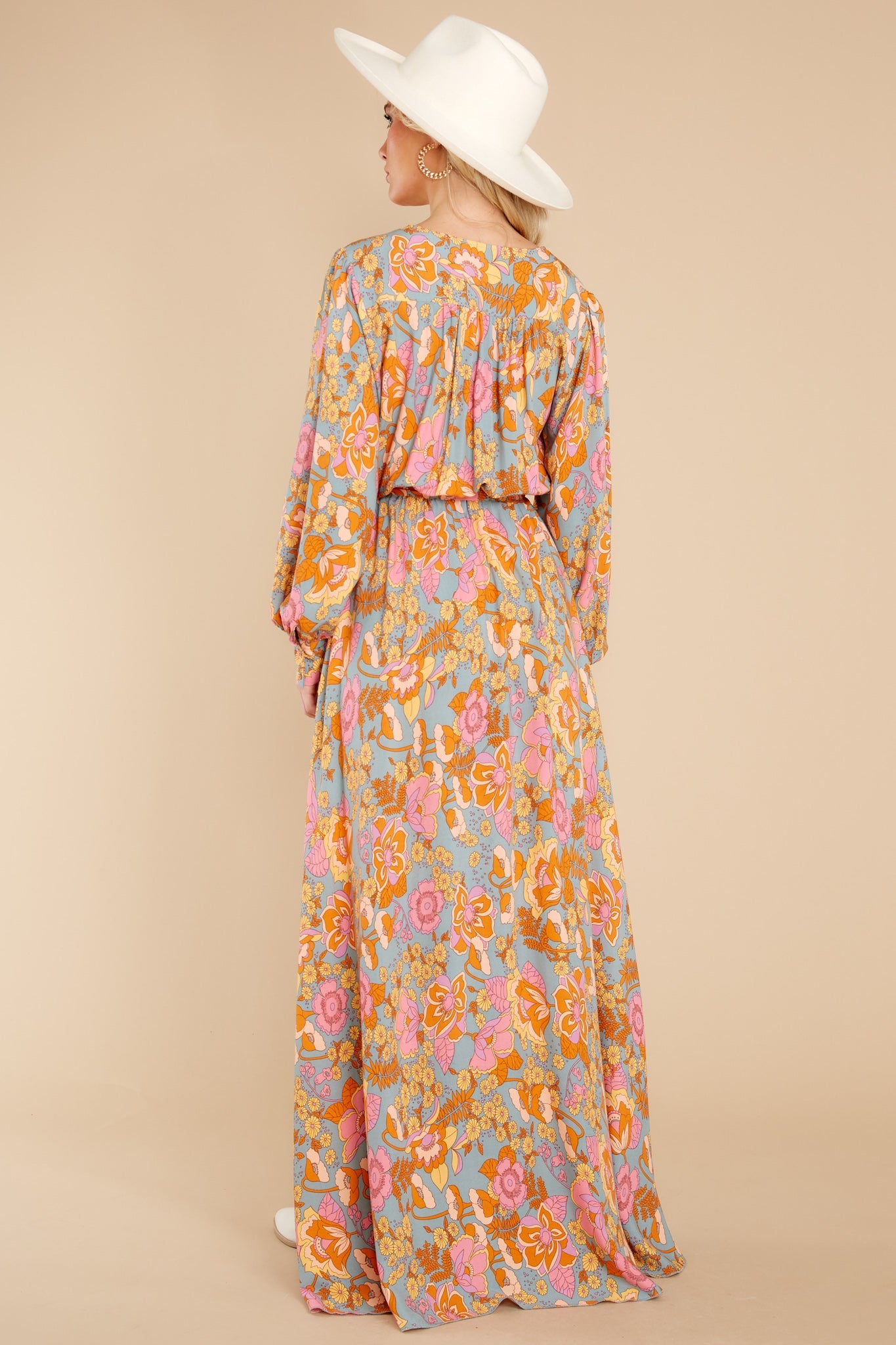 Blooming Sensation Dusty Jade Floral Print Maxi Dress