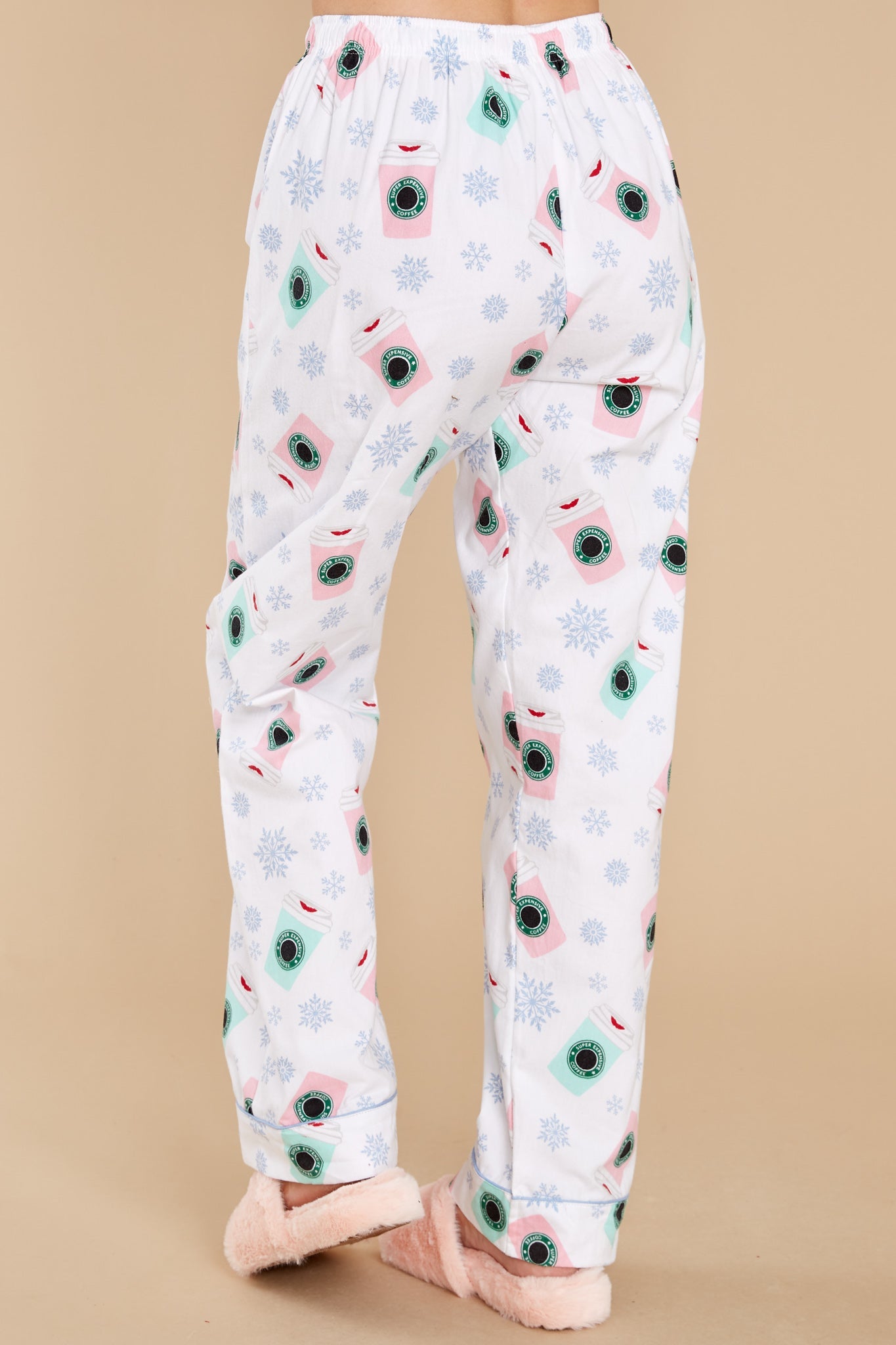 Coffee And Holiday Cheer White Multi Pajama Pants